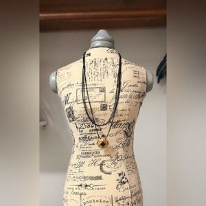 Women’s Multi-Strand Necklace w/Gold & Ruby Pendant